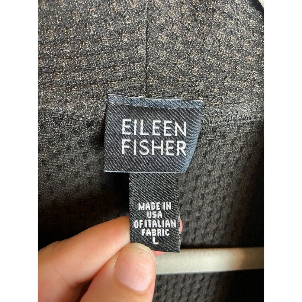 Eileen Fisher Womens Cardigan Sweater Gray Size L Solid Open Front Long Sleeve